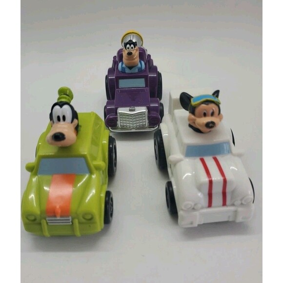 Mattel Disney Motors Raceway Friction Pull Back Race Car 2007 Goofy Mickey Pete - Picture 1 of 12